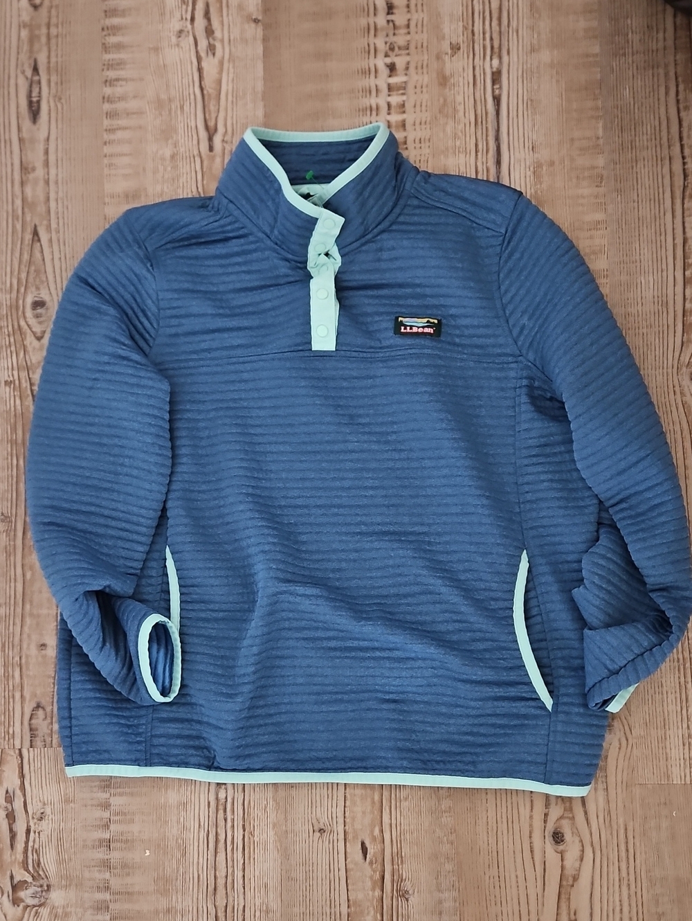 L.L. Bean Airlight Pullover with Light Aqua Trim